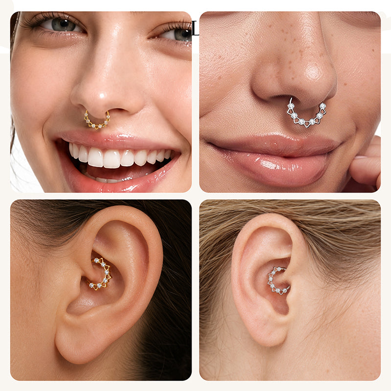 G23 Titanium 16G Geometric 18K Gold PVD CZ Clicker Hoop Ring