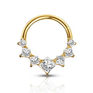 G23 Titanium 16G Geometric Cluster 18K Gold PVD CZ Clicker Hoop Ring
